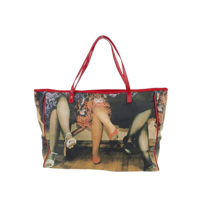 【BIGお買い物ラリー★30%OFFセール中】アニヤ・ハインドマーチ Anya Hindmarch トートバッグ転写プリント ベージュレッドブラック レディース 中古