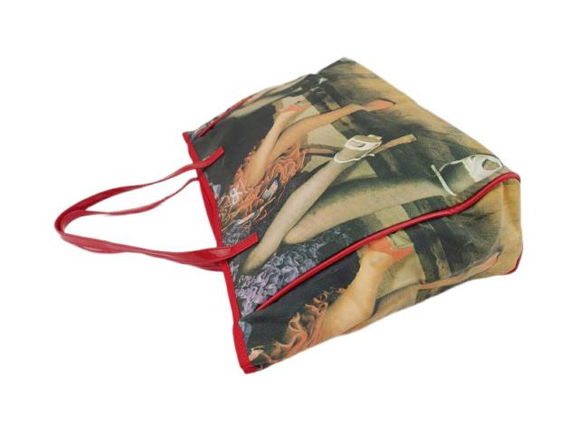 アニヤ・ハインドマーチ Anya Hindmarch トートバッグ転写プリント ベージュレッドブラック レディース 中古_2