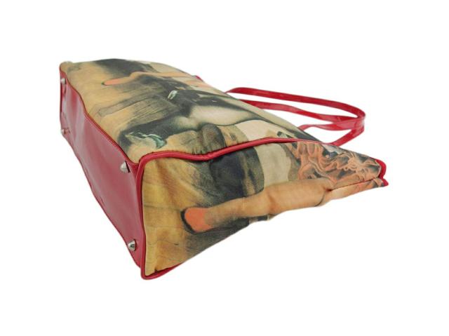 アニヤ・ハインドマーチ Anya Hindmarch トートバッグ転写プリント ベージュレッドブラック レディース 中古_3