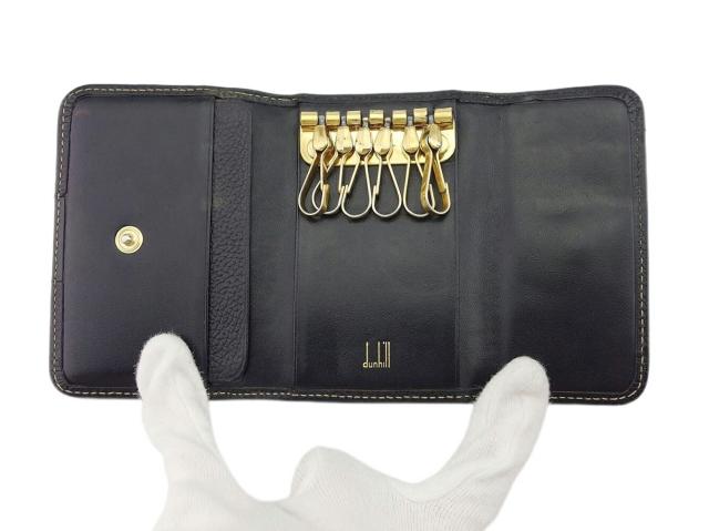 ダンヒル Dunhill キーケース ロゴプレート ブラック　ゴールド レディース 中古_4