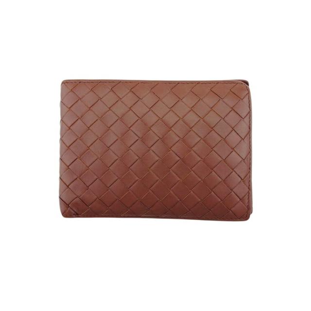 【X'masセール★30%OFF】ボッテガヴェネタ BOTTEGAVENETA 二つ折り財布イントレチャート ブラウン レディース 中古