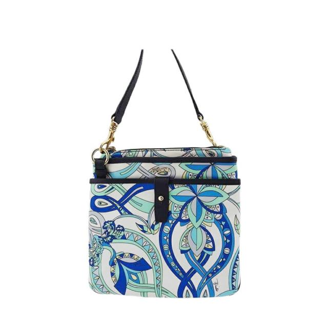 【BIGお買い物ラリー★30%OFFセール中】エミリオプッチ Emilio Pucci ショルダーバッグプッチ（柄） ホワイト 白 ブルー グリーン レディース 中古