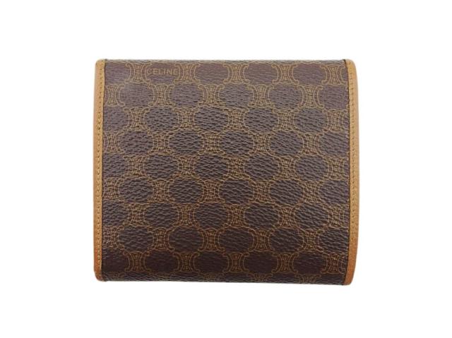セリーヌ CELINE 三つ折り財布マカダム ブラウン ベージュ レディース 中古_1