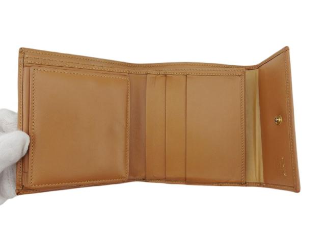 セリーヌ CELINE 三つ折り財布マカダム ブラウン ベージュ レディース 中古_4