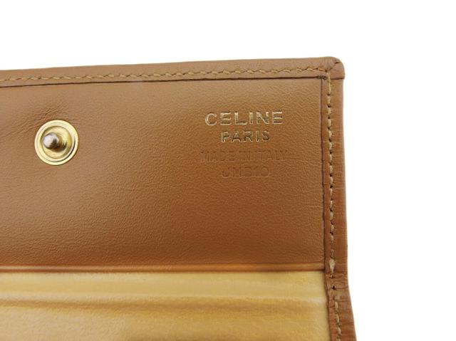 セリーヌ CELINE 三つ折り財布マカダム ブラウン ベージュ レディース 中古_8