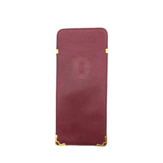 【X'masセール★30%OFF】カルティエ CARTIER メガネケースマストライン ワインレッド ボルドー レディース 中古