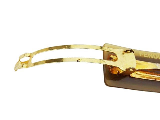【週末セール★30％OFF】フェンディ FENDI バレッタロゴ ブラック ベージュ レディース 中古_7