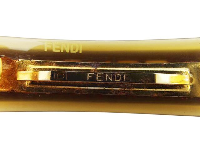 【週末セール★30％OFF】フェンディ FENDI バレッタロゴ ブラック ベージュ レディース 中古_8