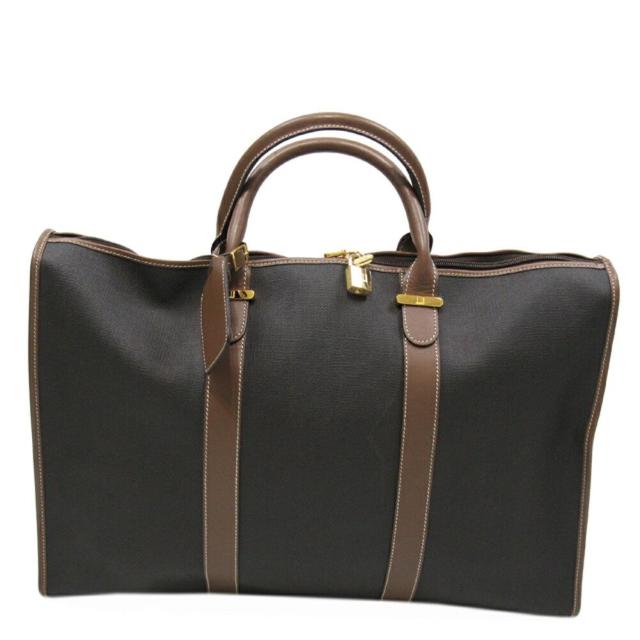 【BIGお買い物ラリー★30%OFFセール中】ダンヒル Dunhill ボストンバッグヘリンボーン グレー 灰色 ブラウン ゴールド レディース 中古