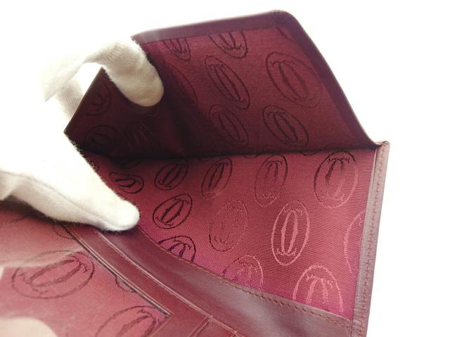 カルティエ CARTIER 三つ折り財布マストライン ボルドー レディース 中古_5