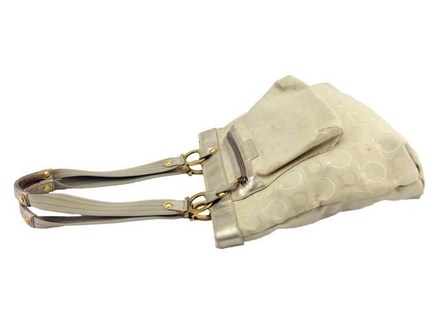 【月末SALE★30%OFF】サルヴァトーレフェラガモ Salvatore Ferragamo トートバッグガンチーニ ベージュ ゴールド レディース 中古