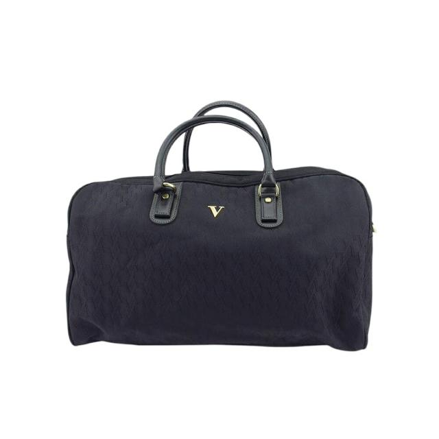 【BIGお買い物ラリー★30%OFFセール中】ヴァレンティノ VALENTINO ボストンバッグVマーク ブラック ゴールド レディース 中古