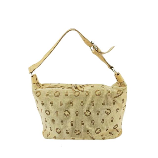 【BIGお買い物ラリー★30%OFFセール中】ハンティングワールド HUNTING WORLD ショルダーバッグHW柄 エレファントマーク柄 ベージュ ブラウン シルバー レディース 中古