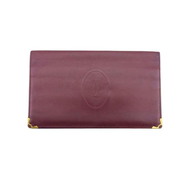 【BIGお買い物ラリー★30%OFFセール中】カルティエ CARTIER 札入れマストライン ボルドー ゴールド レディース 中古