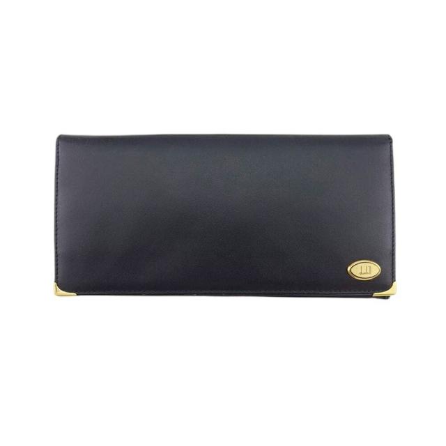 【BIGお買い物ラリー★30%OFFセール中】ダンヒル Dunhill 長財布オックスフォード ブラック ゴールド レディース 中古