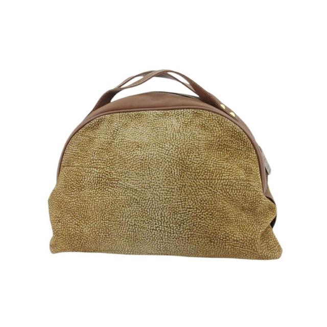 【BIGお買い物ラリー★30%OFFセール中】ボルボネーゼ BORBONESE ハンドバッグうずら柄 redwallタグ付き ベージュ ブラウン ゴールド レディース 中古