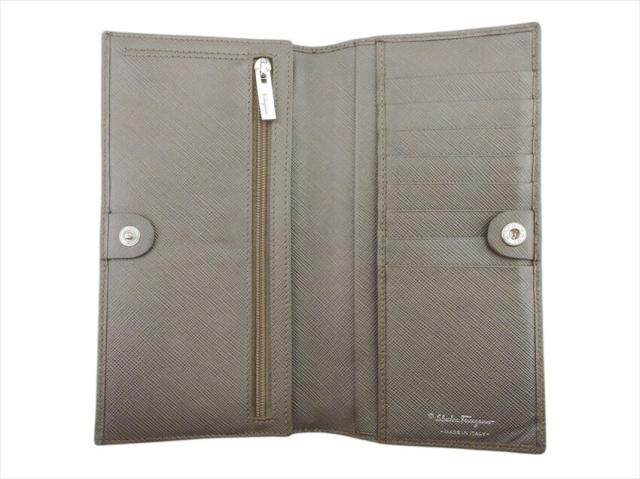 サルヴァトーレフェラガモ Salvatore Ferragamo 長財布ガンチーニ グレージュ レディース 中古_4