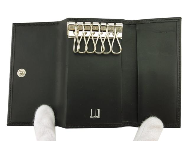 【ウィンターSALE★30%OFF】ダンヒル Dunhill キーケースロゴ刻印」 ブラック　シルバー レディース 中古