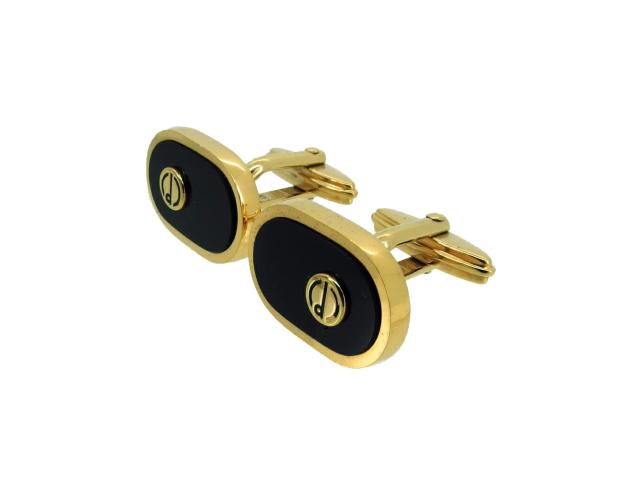 ダンヒル Dunhill カフス2アイテムセット dマーク スウィヴル式 タイタック ゴールド ブラック レディース 中古_2