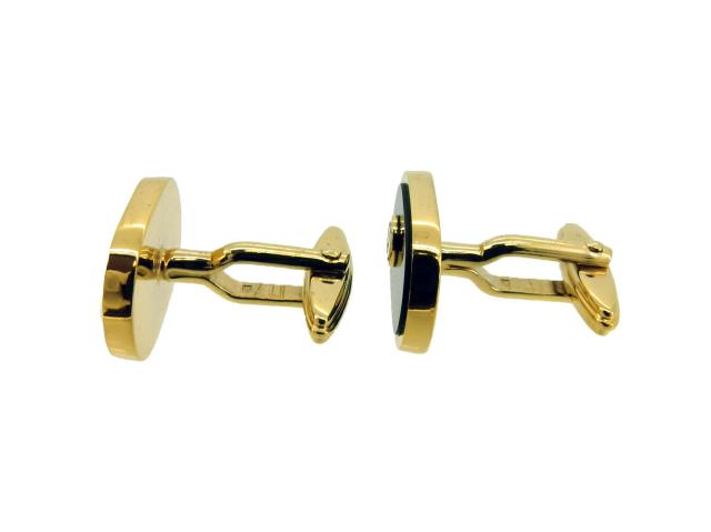 ダンヒル Dunhill カフス2アイテムセット dマーク スウィヴル式 タイタック ゴールド ブラック レディース 中古_5