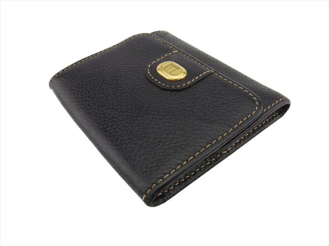 ダンヒル Dunhill コインケースロゴプレート ブラック ゴールド レディース 中古_2