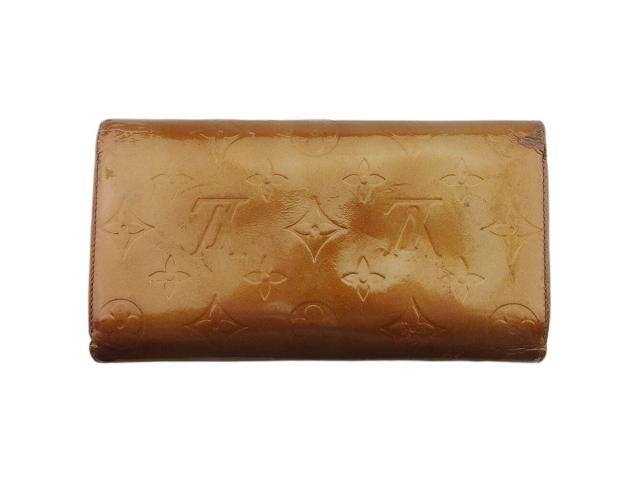 【30％OFF★週末タイムセール】ルイ・ヴィトン LOUIS VUITTON 長財布ヴェルニ ポルトトレゾールインターナショナル ブラウン ゴールド レディース 中古_1