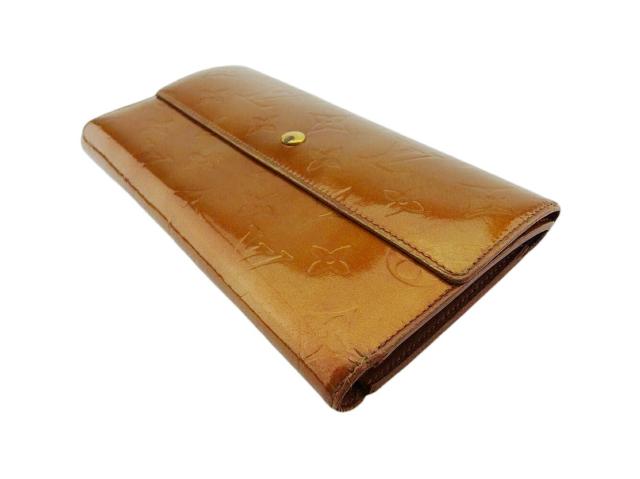 【30％OFF★週末タイムセール】ルイ・ヴィトン LOUIS VUITTON 長財布ヴェルニ ポルトトレゾールインターナショナル ブラウン ゴールド レディース 中古_3