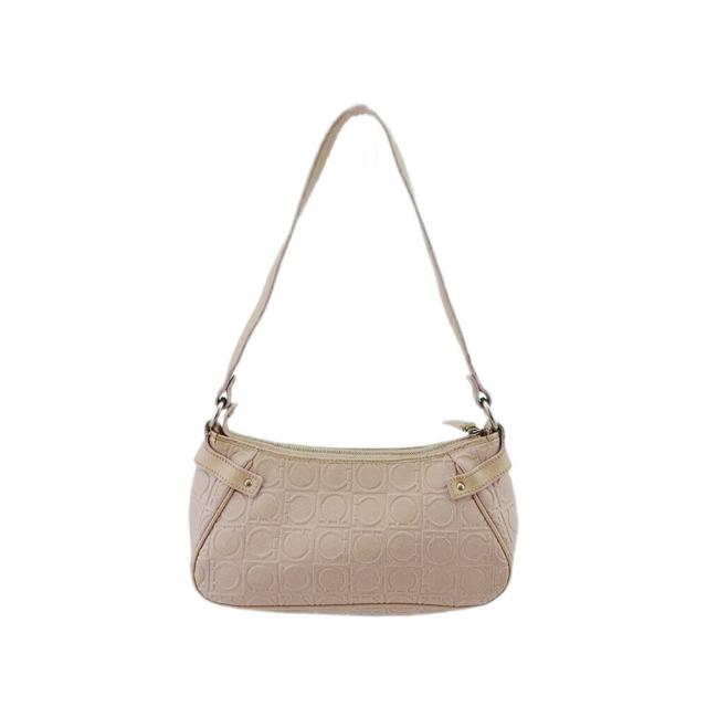 【X'masセール★30%OFF】サルヴァトーレフェラガモ Salvatore Ferragamo ショルダーバッグガンチーニ ピンク ベージュ ゴールド レディース 中古
