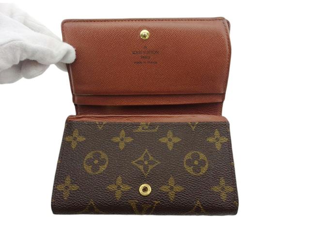 ルイ・ヴィトン LOUIS VUITTON 長財布モノグラム ポルトモネビエトレゾール ブラウン ベージュ ゴールド レディース 中古_4