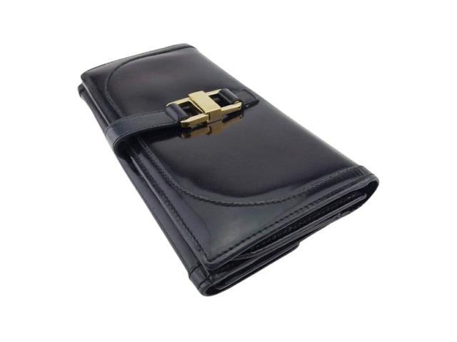 グッチ GUCCI 長財布金具ロック ブラック ゴールド レディース 中古_2
