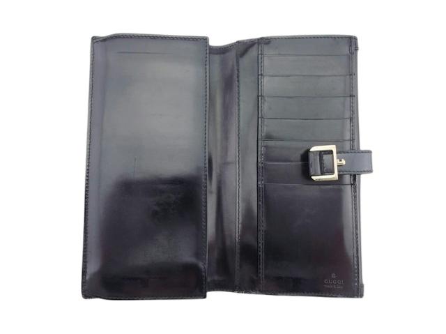 グッチ GUCCI 長財布金具ロック ブラック ゴールド レディース 中古_4