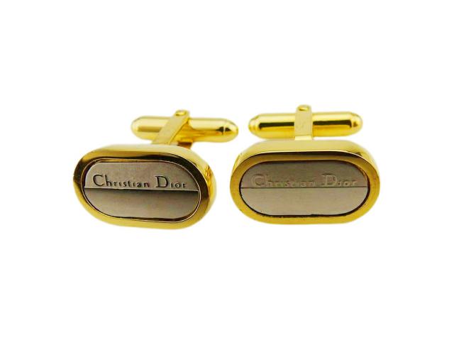【30％OFF★週末タイムセール】ディオール Dior カフス2アイテムセット ロゴ スウィヴル式 クリップ式 ゴールド シルバー レディース 中古_5