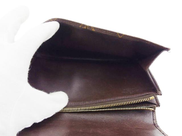 【30％OFF★週末タイムSALE】ルイ・ヴィトン LOUIS VUITTON 長財布モノグラム ポシェットポルトモネクレディ ブラウン ベージュ ゴールド レディース 中古_9