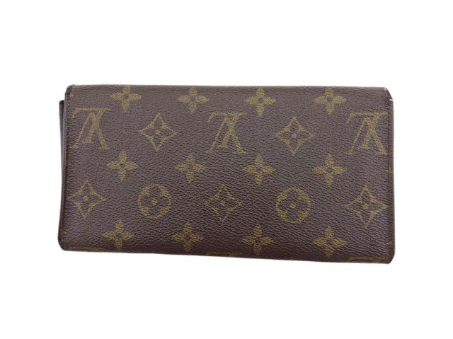 【30％OFF★週末タイムSALE】ルイ・ヴィトン LOUIS VUITTON 長財布モノグラム ポシェットポルトモネクレディ ブラウン ベージュ ゴールド レディース 中古_1