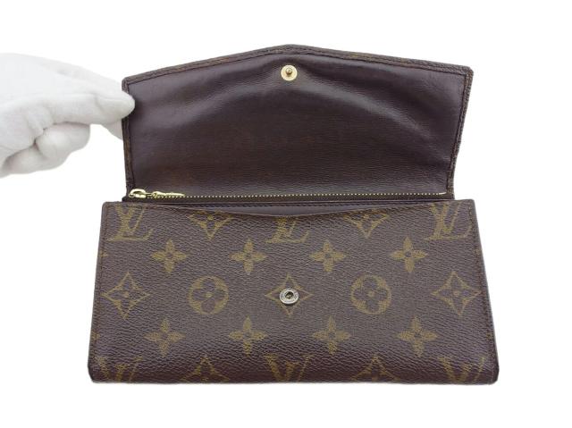 【30％OFF★週末タイムSALE】ルイ・ヴィトン LOUIS VUITTON 長財布モノグラム ポシェットポルトモネクレディ ブラウン ベージュ ゴールド レディース 中古_4