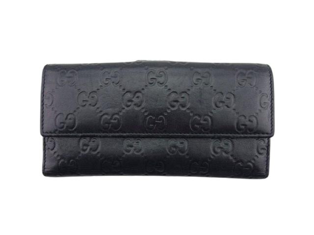 【30％OFF★週末タイムSALE】グッチ GUCCI 長財布グッチシマ ブラック レディース 中古_1