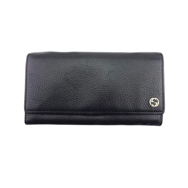 【BIGお買い物ラリー★30%OFFセール中】グッチ GUCCI 長財布インターロッキングG ダブルG ブラック ゴールド レディース 中古
