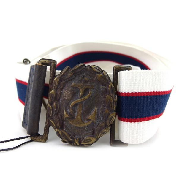 【X'masセール★30%OFF】ドルチェアンドガッバーナ DOLCE&GABBANA ベルトボーダー マリンモチーフ ドルガバ ホワイト 白 ネイビー レッド レディース 中古