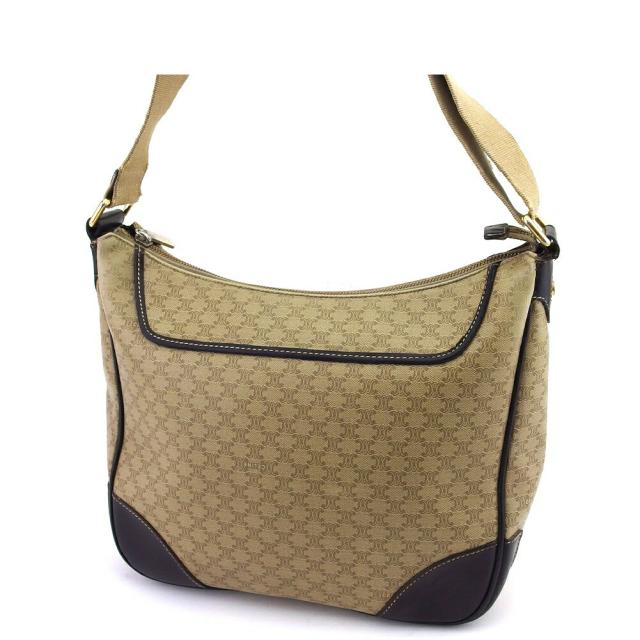 【X'masセール★30%OFF】セリーヌ CELINE ショルダーバッグマカダム ベージュ ブラウン ゴールド レディース 中古
