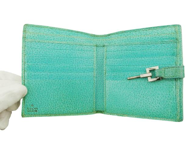 グッチ GUCCI 二つ折り財布GGキャンバス ジャッキー ベージュ ブラウン グリーン レディース 中古_4