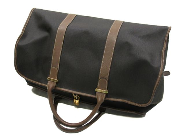 【30％OFF★週末タイムSALE】ダンヒル Dunhill ボストンバッグヘリンボーン グレー 灰色 ブラウン ゴールド レディース 中古_2