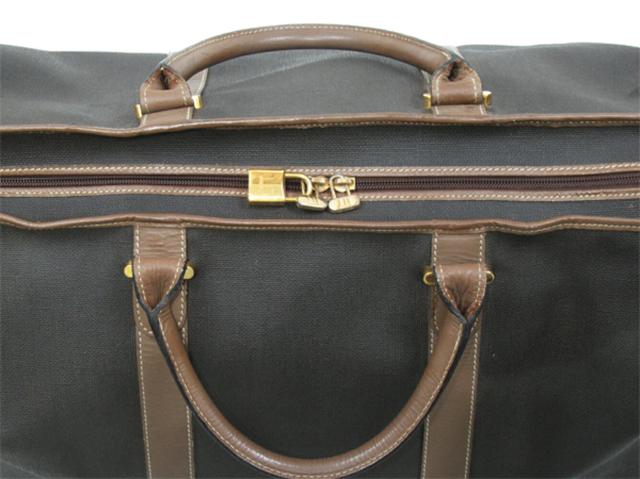 【30％OFF★週末タイムSALE】ダンヒル Dunhill ボストンバッグヘリンボーン グレー 灰色 ブラウン ゴールド レディース 中古_4