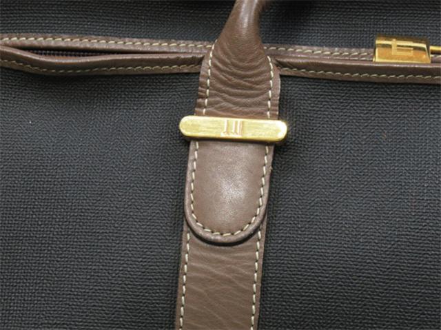 【30％OFF★週末タイムSALE】ダンヒル Dunhill ボストンバッグヘリンボーン グレー 灰色 ブラウン ゴールド レディース 中古_8