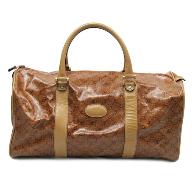 【BIGお買い物ラリー★30%OFFセール中】モラビト MORABITO ボストンバッグMマーク柄 ブラウン ベージュ ゴールド レディース 中古