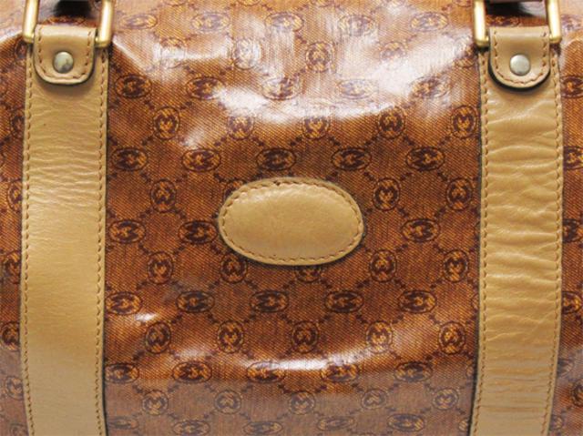 モラビト MORABITO ボストンバッグMマーク柄 ブラウン ベージュ ゴールド レディース 中古_5