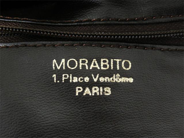 モラビト MORABITO ボストンバッグMマーク柄 ブラウン ベージュ ゴールド レディース 中古_8