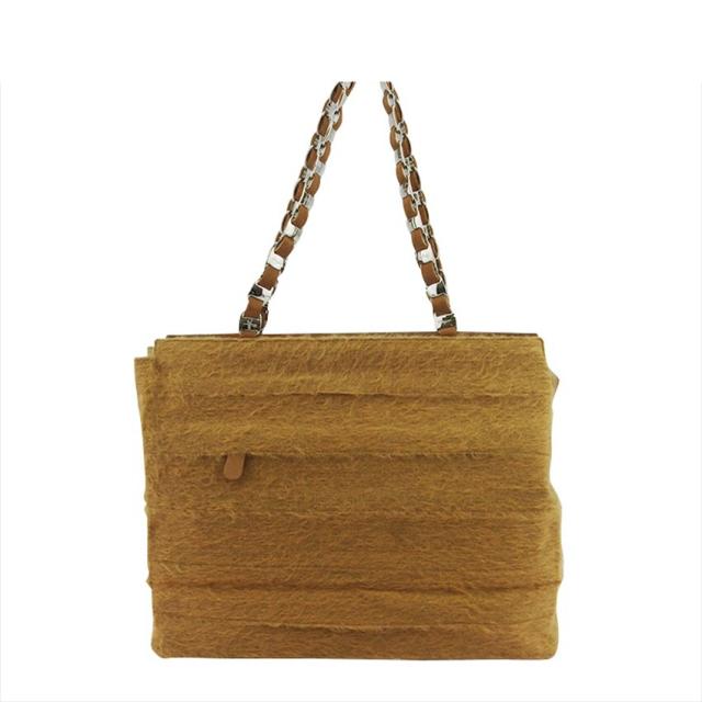 【BIGお買い物ラリー★30%OFFセール中】サルヴァトーレフェラガモ Salvatore Ferragamo トートバッグヴァラチェーン ティアード ベージュ ブラウン シルバー レディース 中古