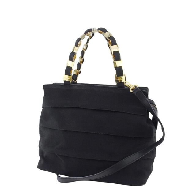 【X'masセール★30%OFF】サルヴァトーレフェラガモ Salvatore Ferragamo ショルダーバッグヴァラチェーン ティアード ブラック ゴールド レディース 中古