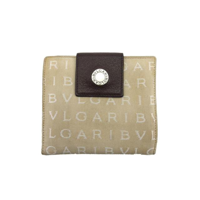ブルガリ BVLGARI 二つ折り財布ロゴマニア ベージュ ブラウン シルバー