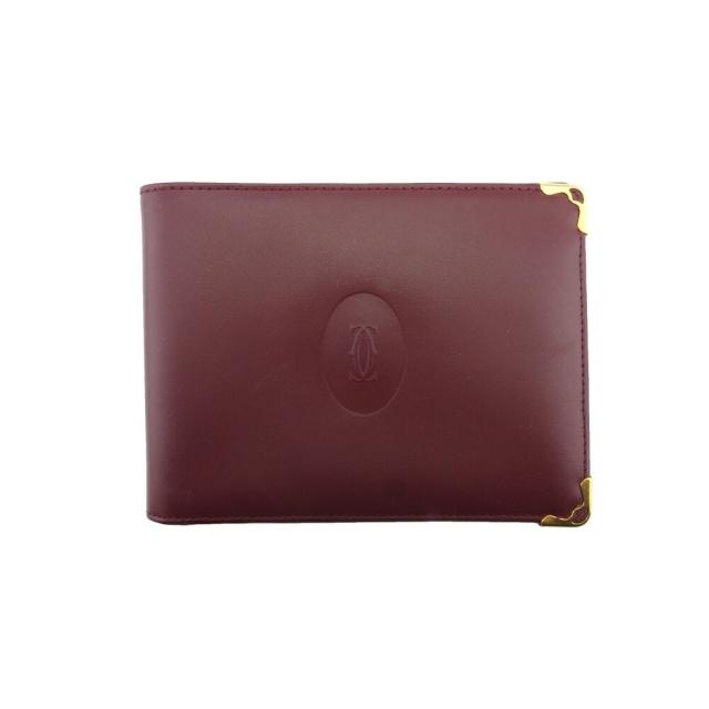 【X'masセール★30%OFF】カルティエ CARTIER 札入れマストライン ボルドー ゴールド レディース 中古